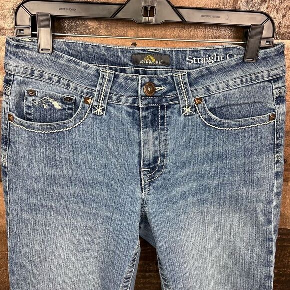 Jordache Jeans Cropped Straight Blue Denim 5 Pocket Zip Button Closure Size 8 - Picture 3 of 14